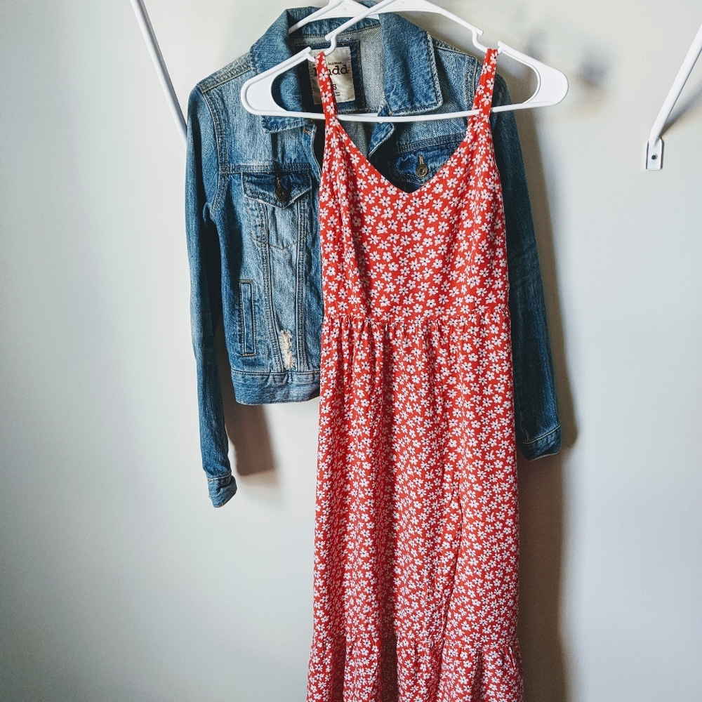 Old Navy Red Sleeveless Floral Maxi Dress